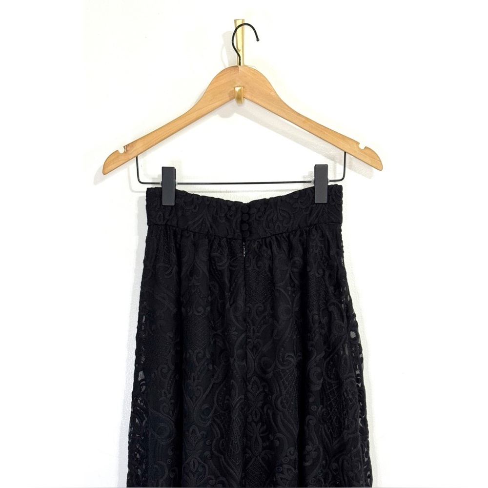 Sezane Maxi Pleated Embroidered Nae Black Skirt - Picture 4 of 6